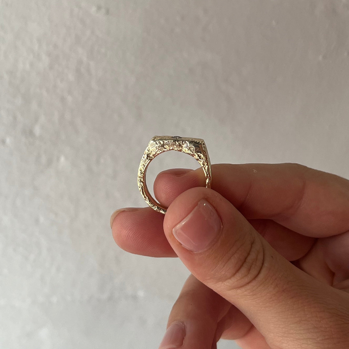 Yellow Gold Diamond Sandcast Gen U Ring | One-Off size M