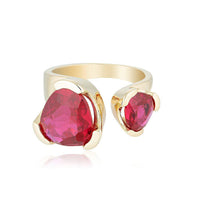 Yellow Gold Everyday Gemstone Duet Ring - Ruby Red Corundum