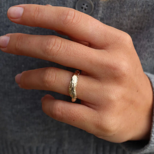 Yellow Gold Sandcast Living Ring | Made To Order