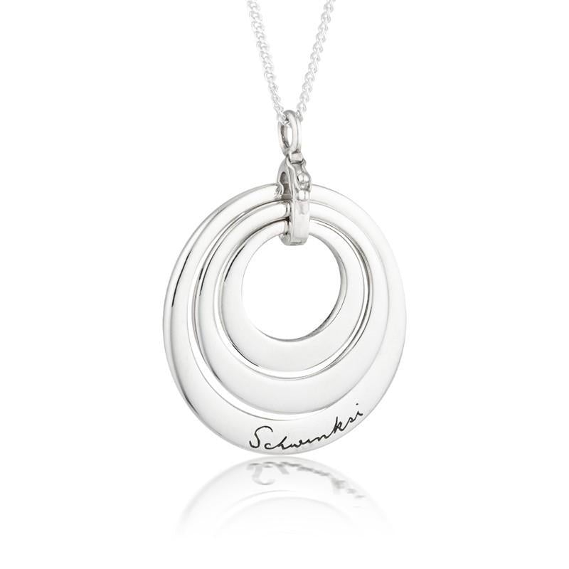Silver Necklace Circle pendant with Monogram SME SEM Unique adjustable chain