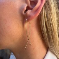 Fine Gold Wishbone Thread Earrings - Medium