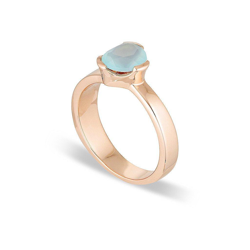 Gempower Tri-Cut Stacker Ring - Rose Gold / Aquamarine