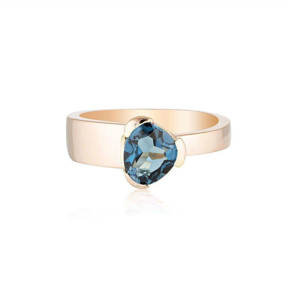 Gempower Tri-Cut Stacker Ring - Rose Gold / London Blue Topaz