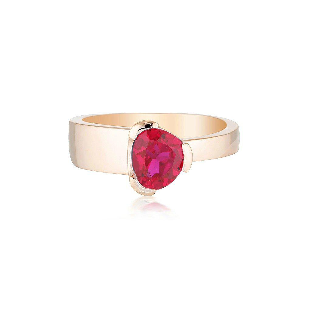 Gempower Tri-Cut Stacker Ring - Rose Gold / Ruby Red Corundum