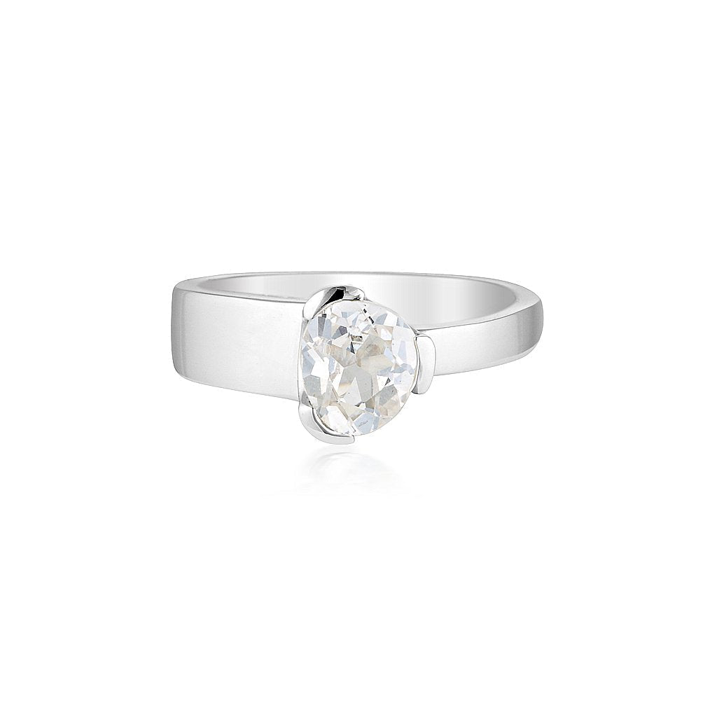 Gempower Tri-Cut Stacker Ring - Sterling Silver / White Sapphire