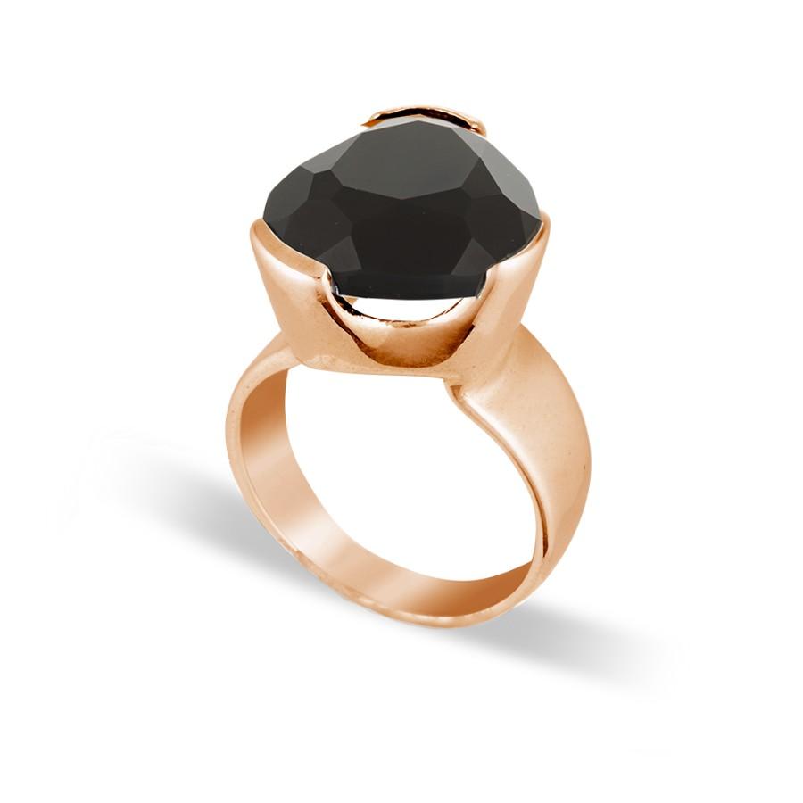 Original Tri-Cut Gemstone Ring - Rose Gold / Black Agate