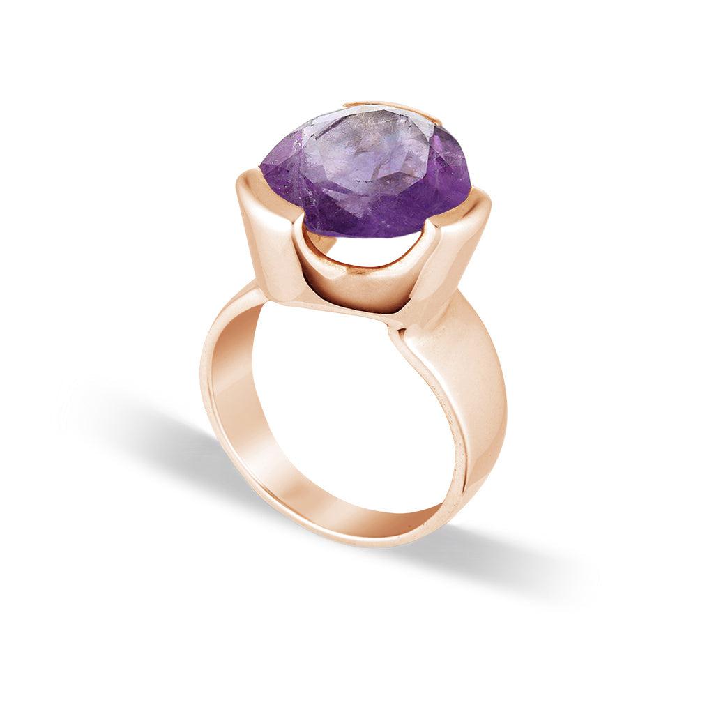 Original Tri-Cut Gemstone Ring - Rose Gold / Purple Amethyst