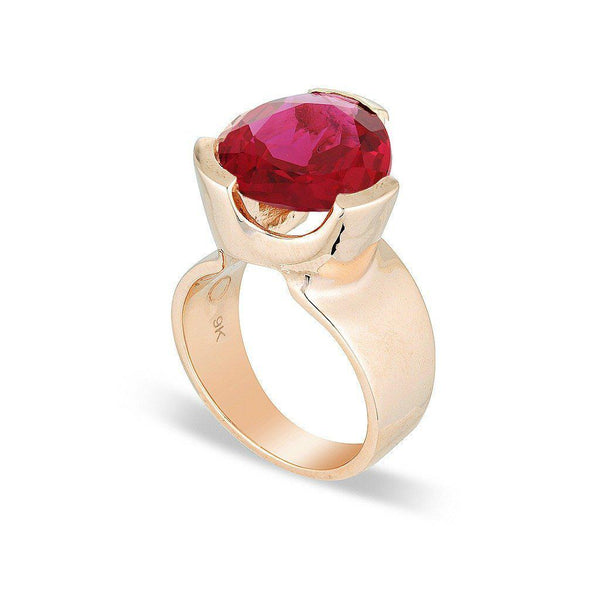 Original Tri-Cut Gemstone Ring - Rose Gold / Ruby Red Corundum