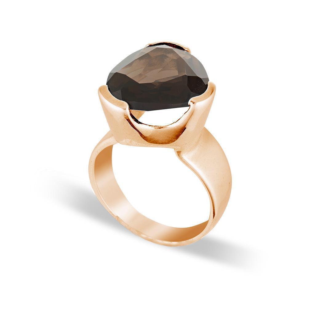 Original Tri-Cut Gemstone Ring - Rose Gold / Smoky Quartz