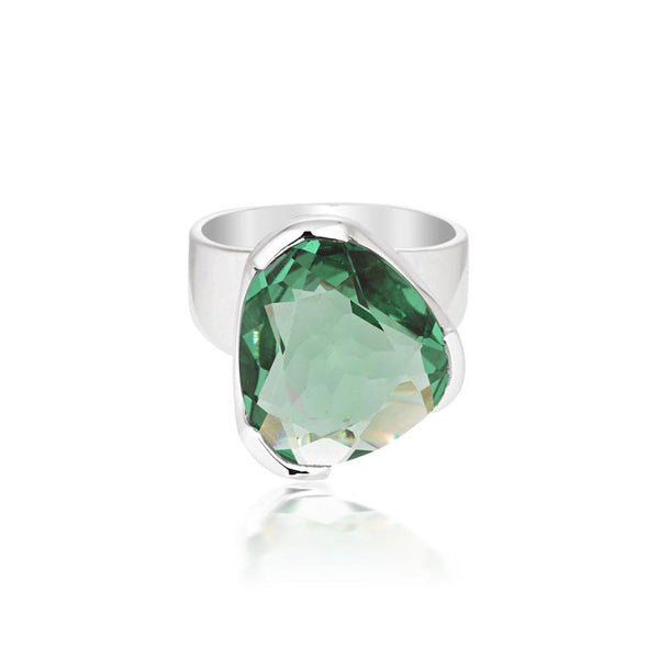 Original Tri-Cut Gemstone Ring - Sterling Silver / Green Amethyst