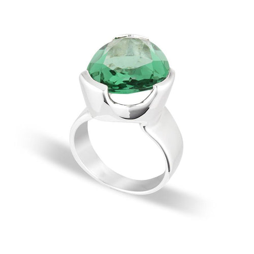 Original Tri-Cut Gemstone Ring - Sterling Silver / Green Amethyst