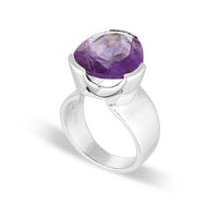 Original Tri-Cut Gemstone Ring - Sterling Silver / Purple Amethyst