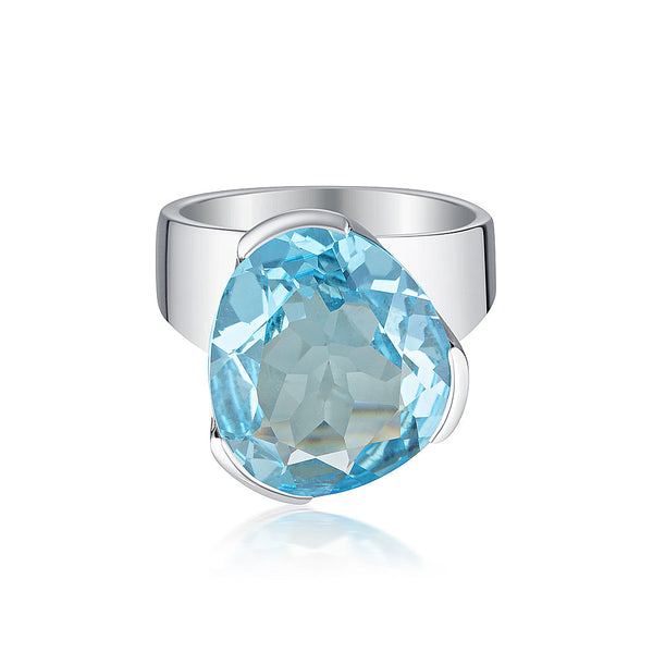 Original Tri-Cut Gemstone Ring - Sterling Silver / Sky Blue Topaz