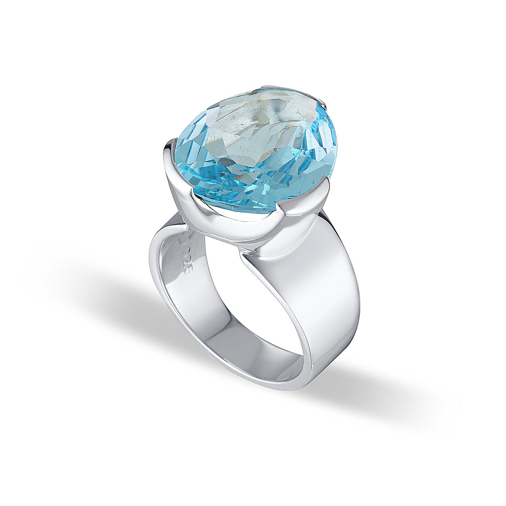 Original Tri-Cut Gemstone Ring - Sterling Silver / Sky Blue Topaz