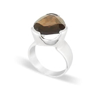 Original Tri-Cut Gemstone Ring - Sterling Silver / Smoky Quartz