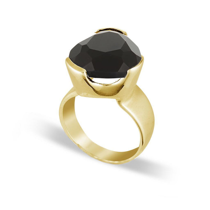 Original Tri-Cut Gemstone Ring - Yellow Gold / Black Agate