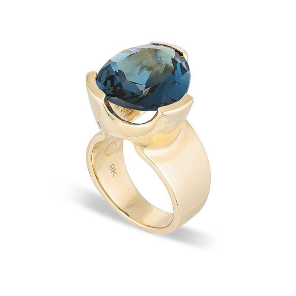 Original Tri-Cut Gemstone Ring - Yellow Gold / London Blue Topaz