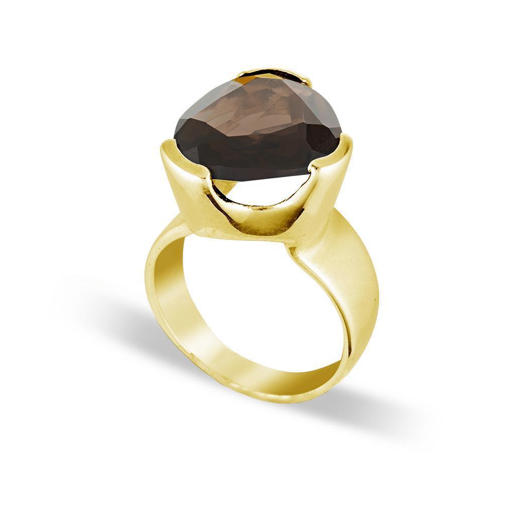 Original Tri-Cut Gemstone Ring - Yellow Gold / Smoky Quartz