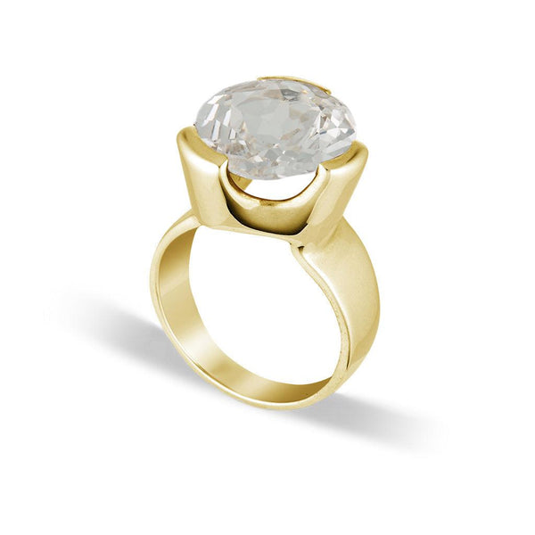 Original Tri-Cut Gemstone Ring - Yellow Gold / White Sapphire