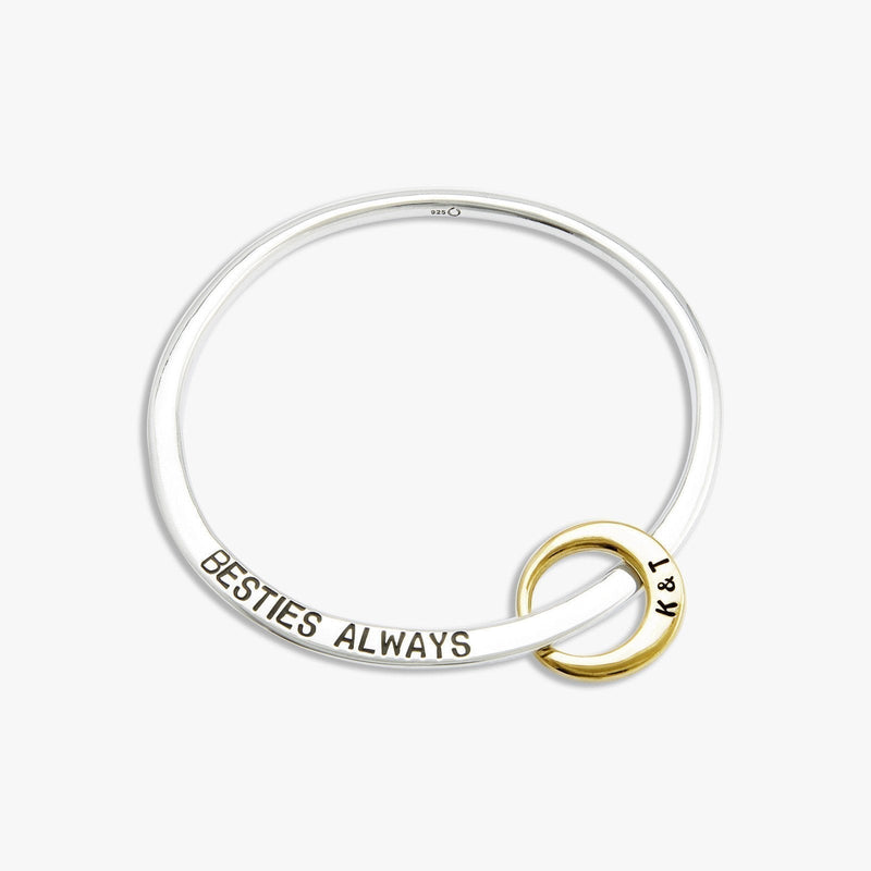 Silver Friendship Bangle With Gold Disc
